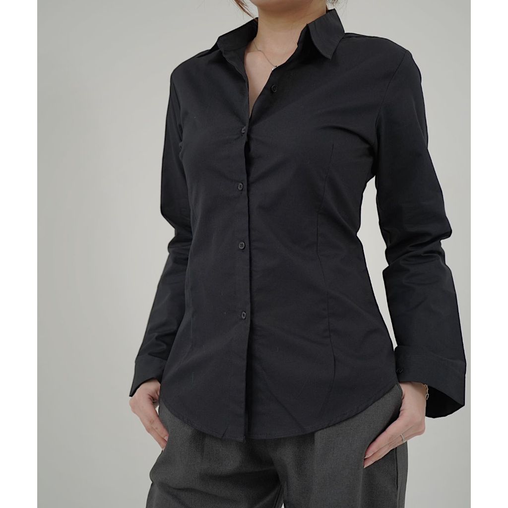 JUNELLE - Heather Shirt | Slim Fit Shirt | Kemeja Slim Wanita | Kemeja Kantor wanita | Kemeja Lengan