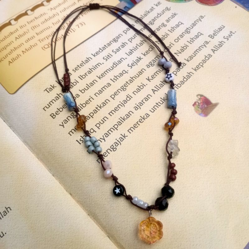 sunflower necklace | kalung bunga matahari  | kalung tali serut bunga matahari