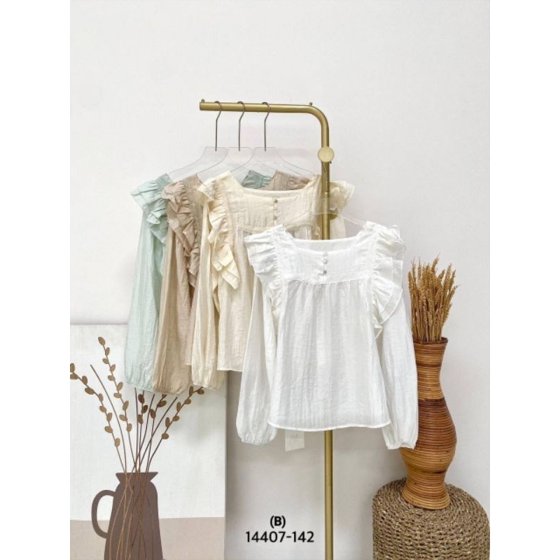 Afra Blouse | Blouse Vintage | Blouse Renda Ruffle