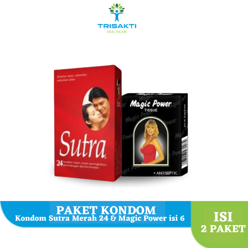 Kondom Sutra Merah Classic isi 24 Pcs & Tisu Magic Power 6 Pcs