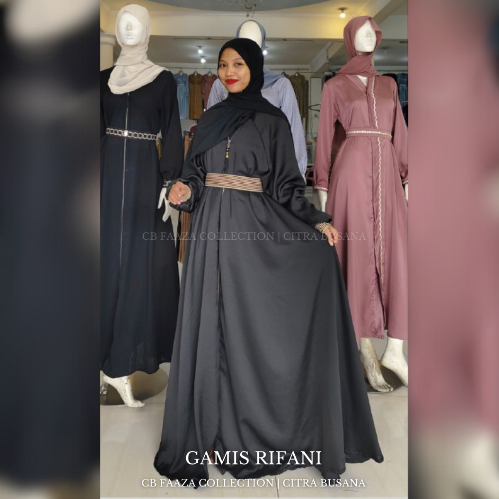 gamis rifani by alshal cb faaza collection pasuruan | rekomendasi ootd hijab abaya gamis premium sut