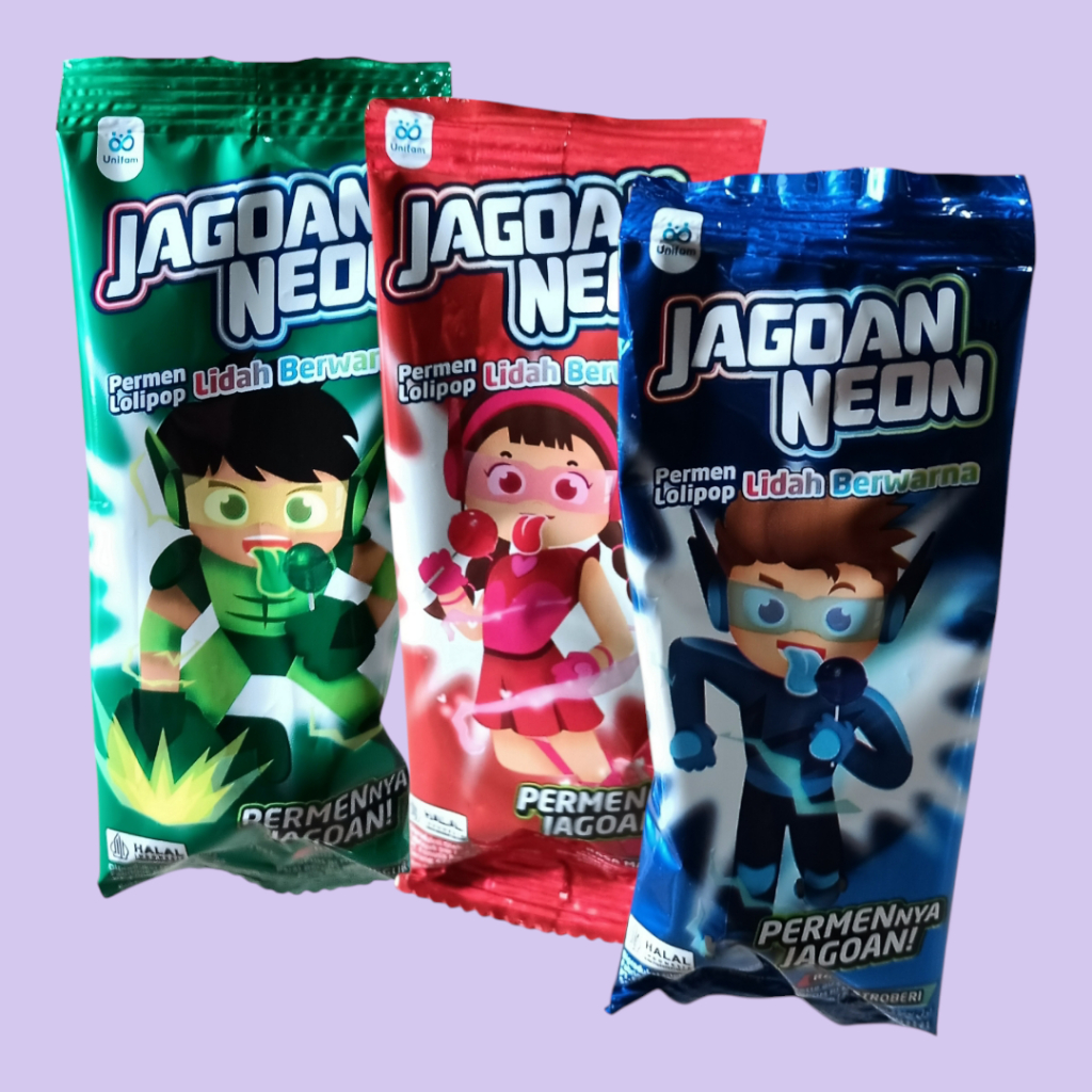 

JAGOAN NEON Lolipop Rasa Stroberi, Anggur & Mangga [12 pcs/renceng]