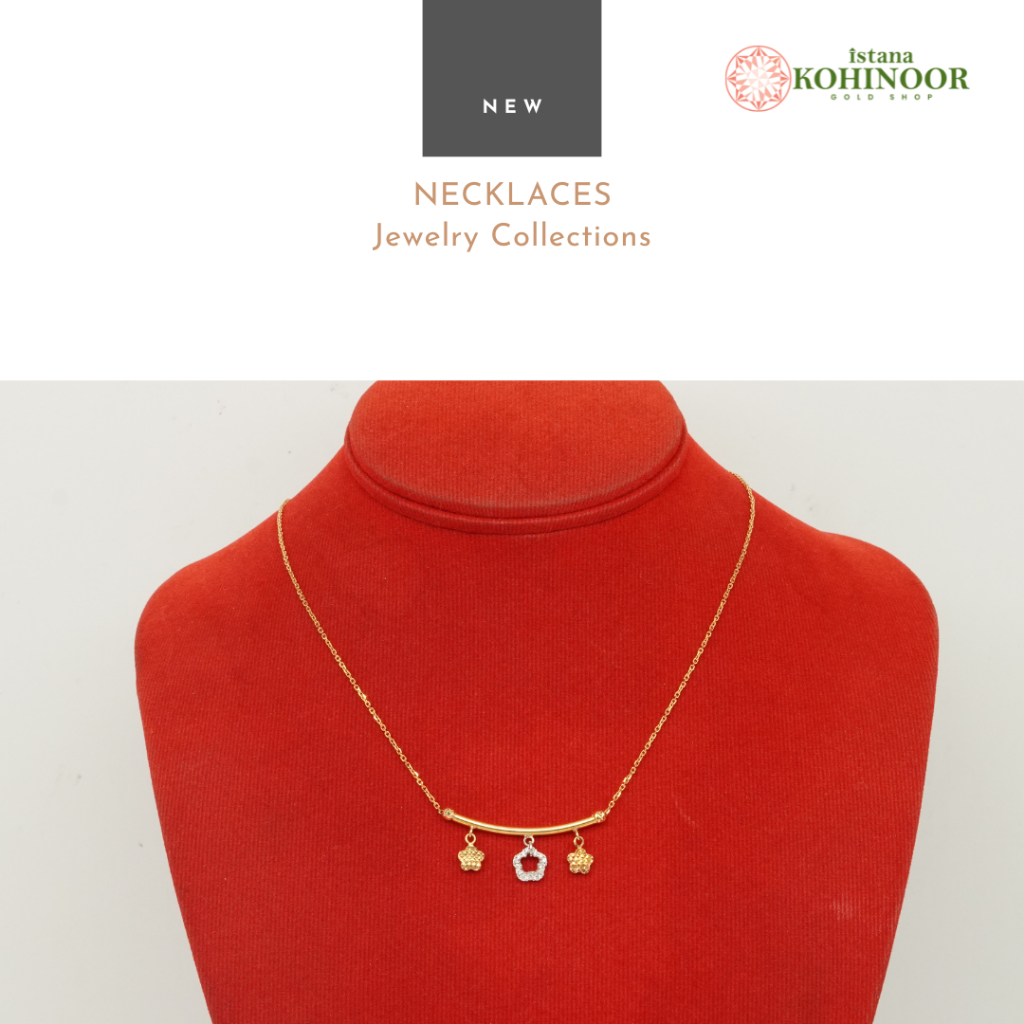 KOHINOOR KALUNG POLOS TRIPLE STAR PENDANTS YELLOW GOLD EMAS 16K