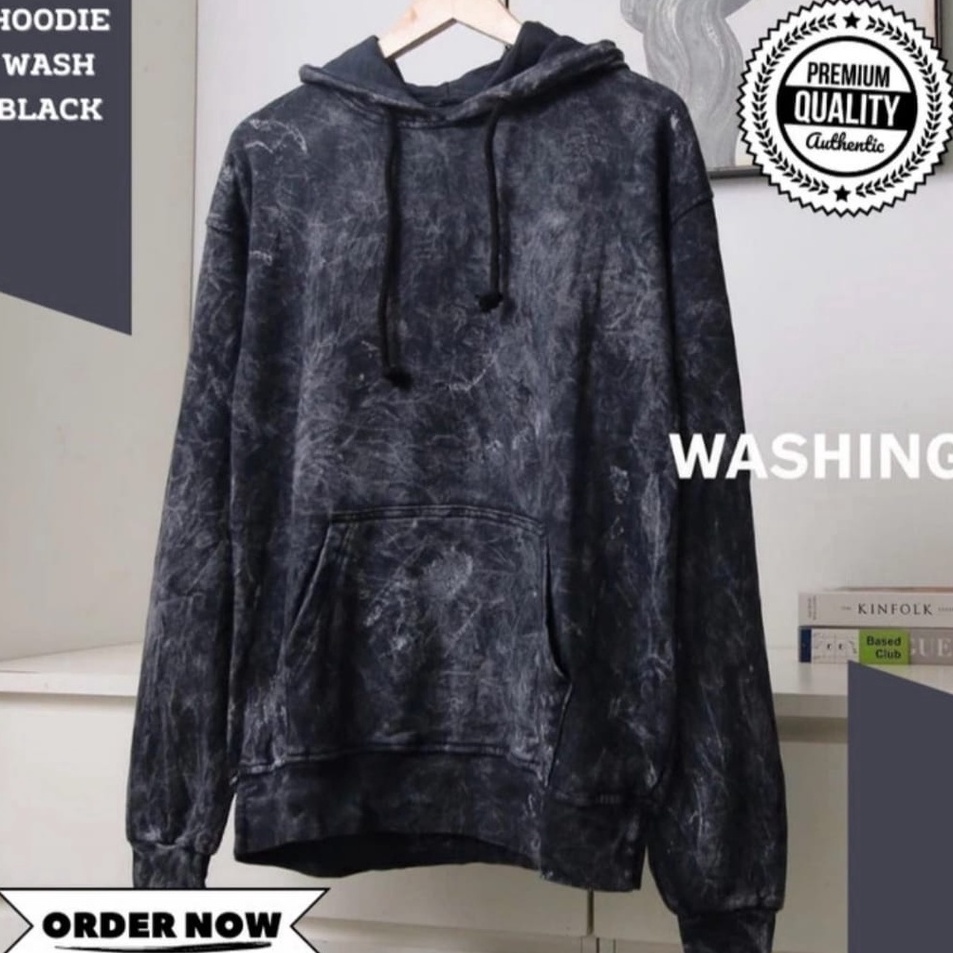 Sikat Sekarang Sweater Hoodie Washed Pria Distro Polos Sanash Tie dye Uni Cks