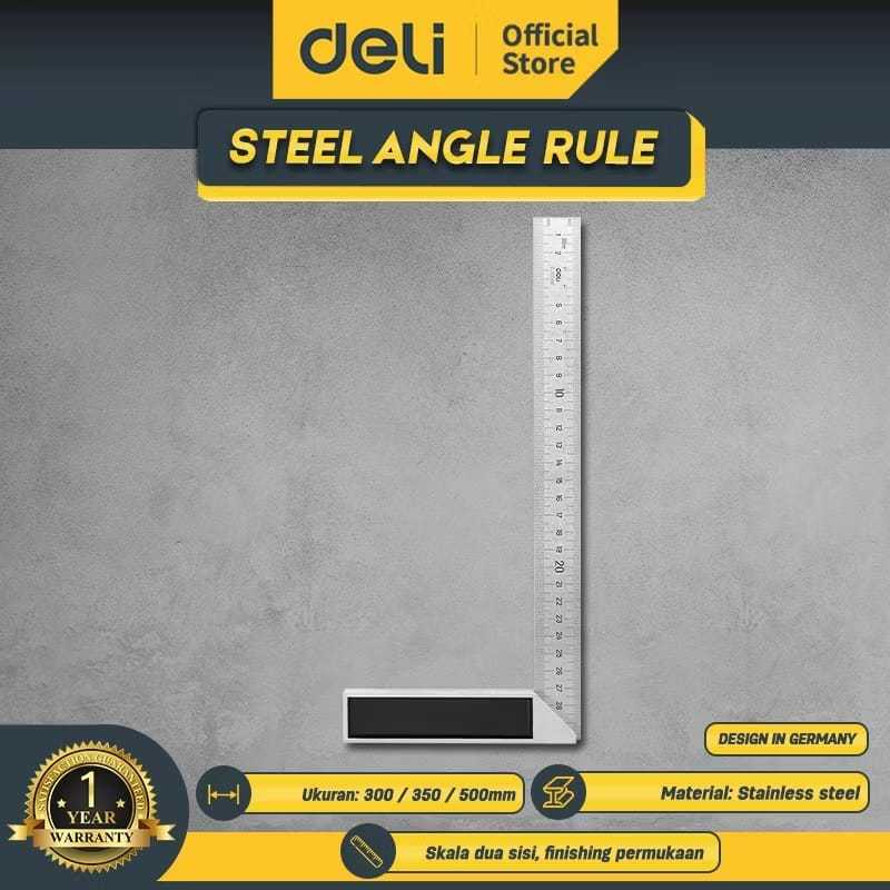 

DELI Penggaris Siku L (Steel Angle Ruler) 300/350/500mm EDL302XX