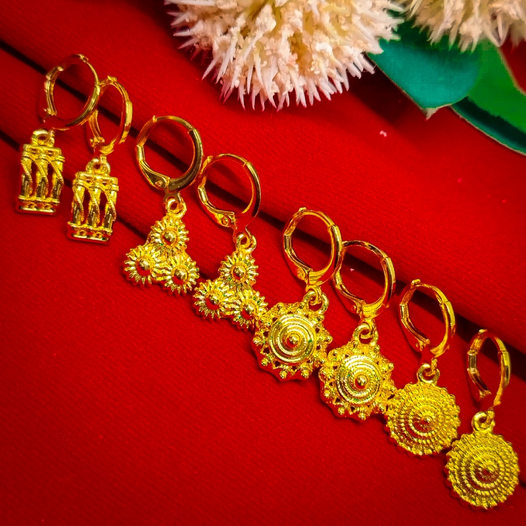 COD Anting Tutup Emas Kuningan Grosir Jewelry Anting Drop Tusuk Wanita Lapis Emas 24K Gold Elegant F