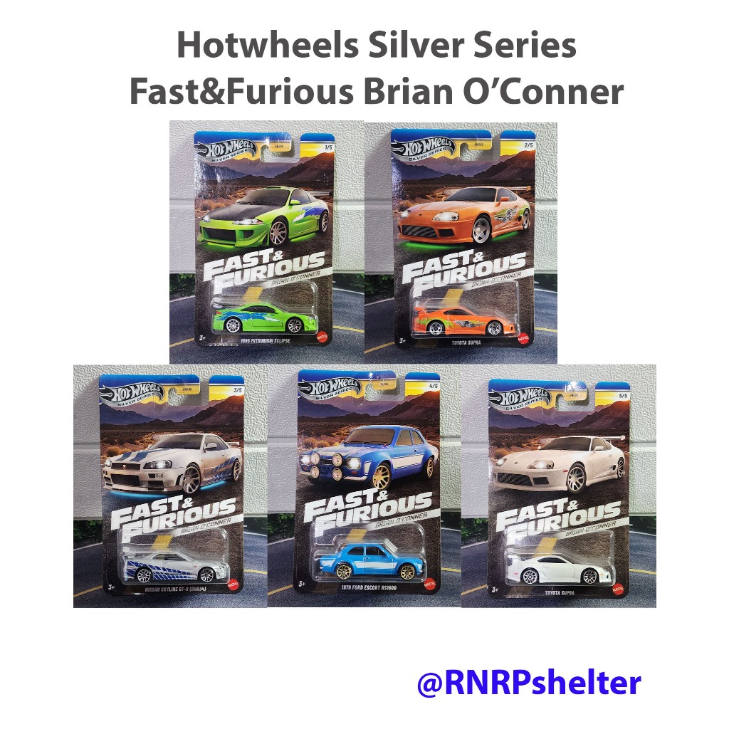 Diecast Hotwheels Hot Wheels original Mattel - Silver series Brian O'Conner | Eclipse | Supra | Niss