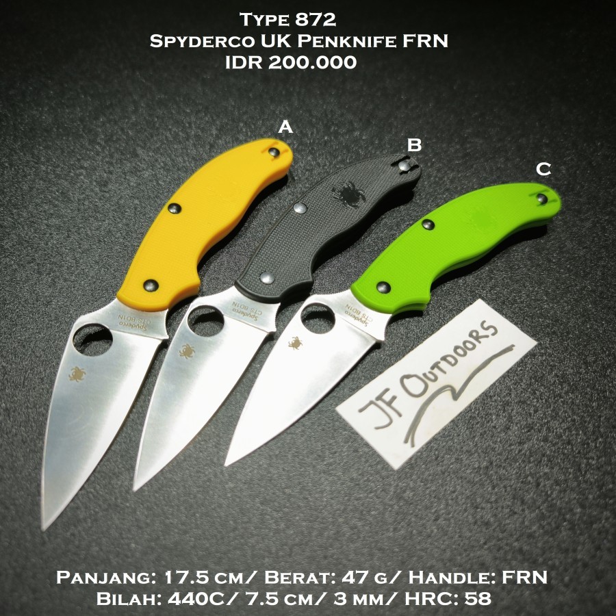 Pisau EDC Outdoor Camping Spyderco UK PenKnife FRN Slipjoint Ultra Lightweight