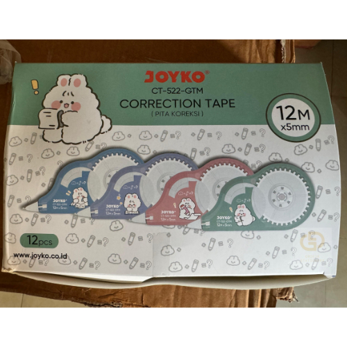

(1 LUSIN / 12 PCS) Pita Koreksi Correction Tape Joyko CT-522-GTM Good Time