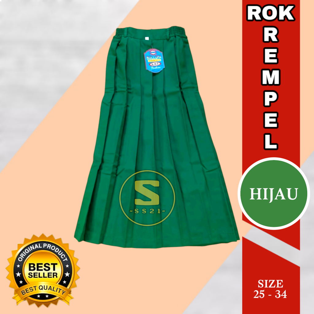 Termurah Rok Seragam SD Warna Hijau/ Rok Rempel SD Hijau Kelas 1 - 6
