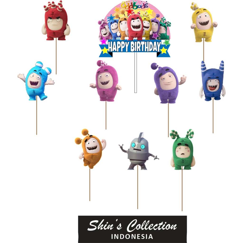 Cake topper Oddbods NEW isi 10 pcs