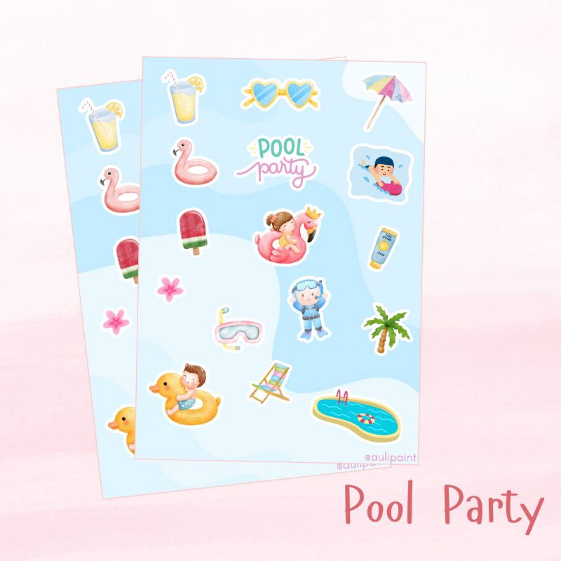 

Sticker lucu Pool Party A5 by aulipaint