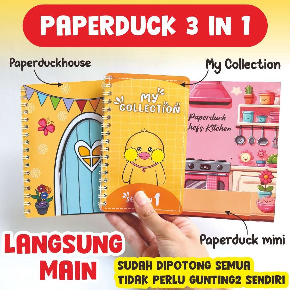 Dijamin Untung Paperduck house 3 in 1 bebek viral mainan edukasi anak paperbook paper dool set hadia