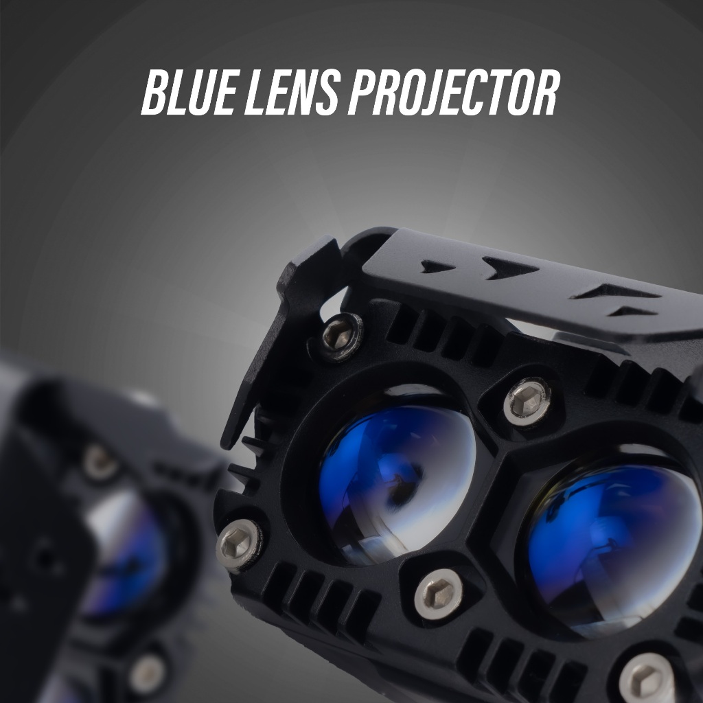 RB1 Lampu Tembak Laser LED BAR ISUN LGS II Pro-Series SQL 2 Mata dengan Demon Eyes Blue Lens
