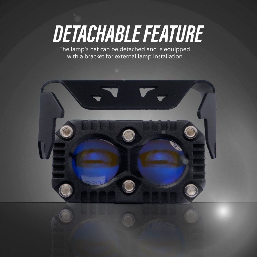 RB Lampu Tembak Laser LED BAR ISUN LGS II Pro-Series SQL 2 Mata dengan Demon Eyes Blue Lens