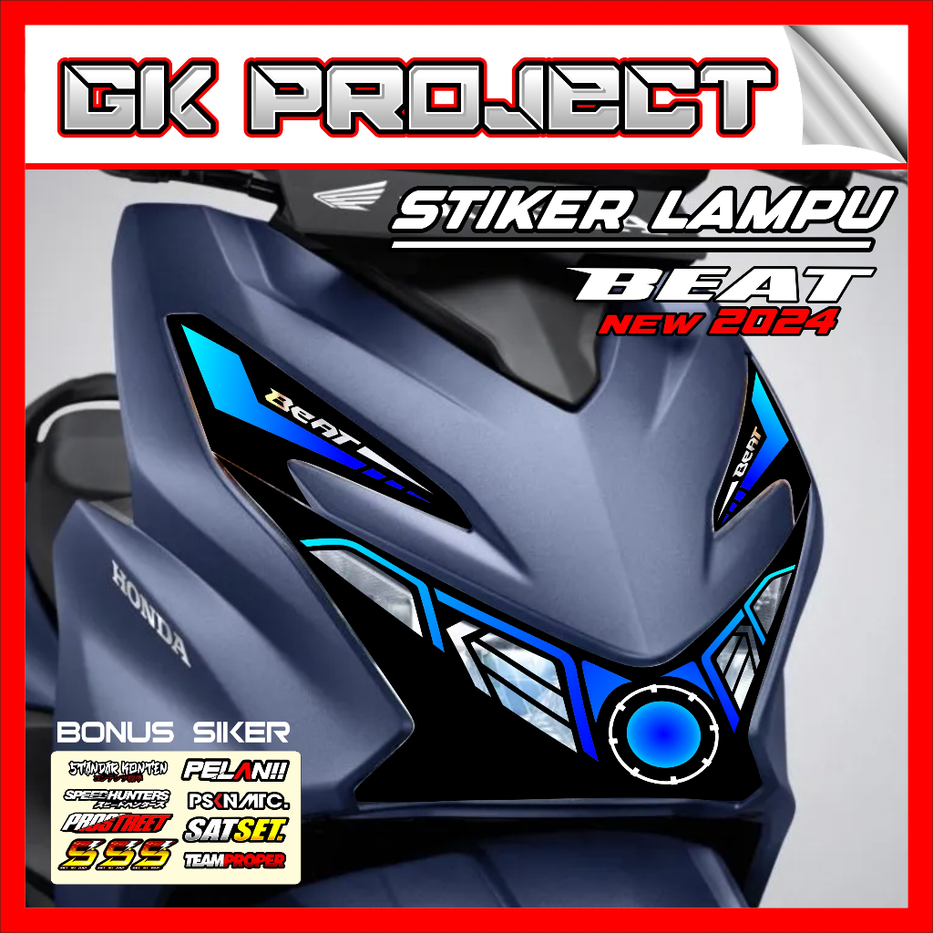 Stiker Lampu BEAT 2024 | Stiker Variasi Lampu Alis Motor Street New 2024 | Stiker Alis BEAT 2024 Rgb