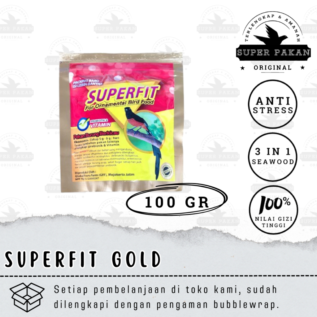 Super Pakan Voer Superfit Gold Pur High Protein Untuk Burung Murai Anis Cililin Kacer Ciblek