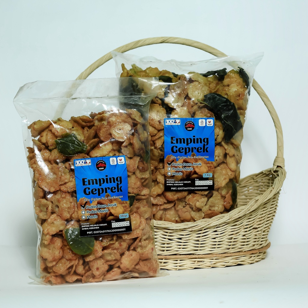 

EMPING GEPREK KEMASAN 500gr dan 1kg ASLI KEMBUENTUK/MEDEM VARIAN RASA CEMILAN