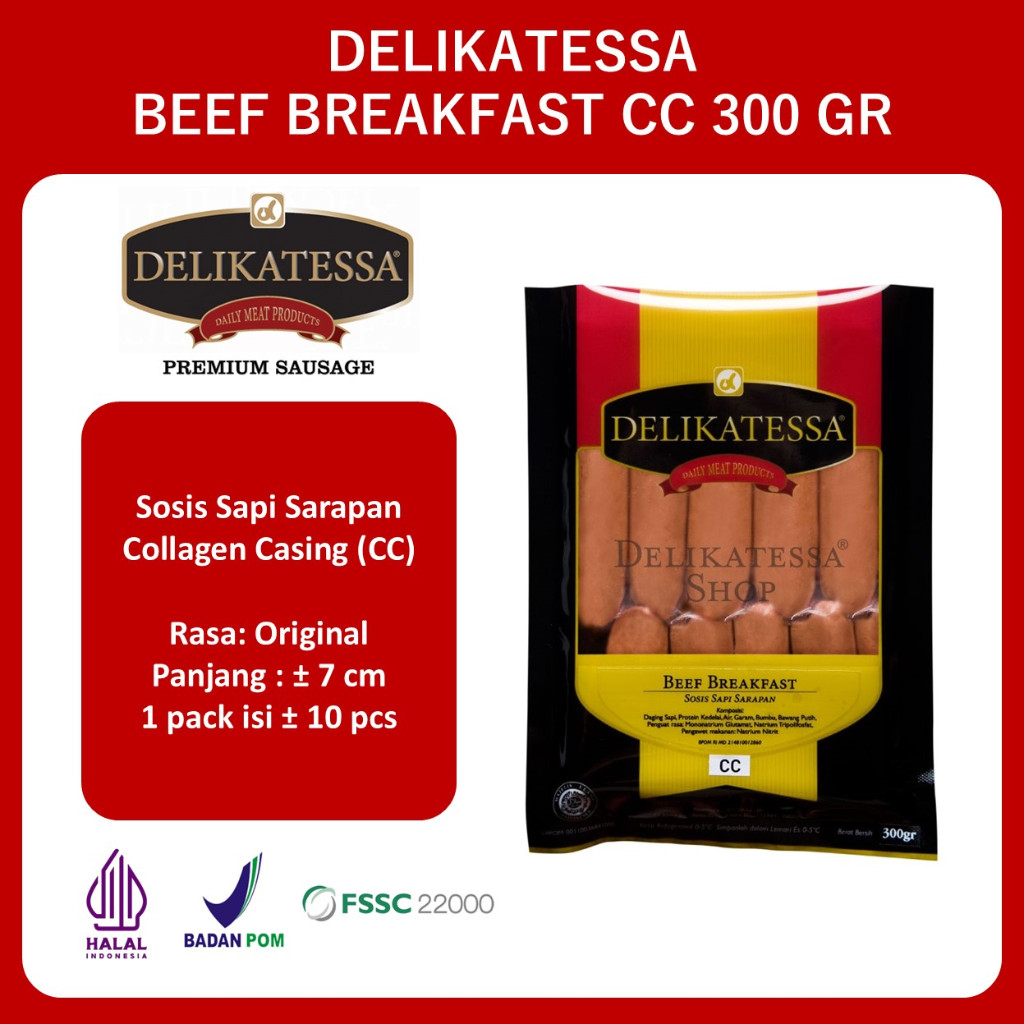 

Delikatessa Beef Breakfast CC 300 GR Sosis Sapi Sarapan Hotel Mini Halal Bakar Goreng