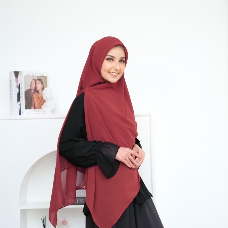 Segi Empat Zipper Ceruty Babydoll | Khimar Zipper Resleting | Segi Empat Instan | Segi Empat Ceruty