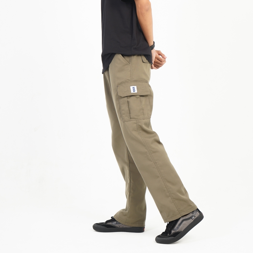Dankeson - Cargo Slim Straight Camden Warna Olive - Celana Cargo Panjang Olive