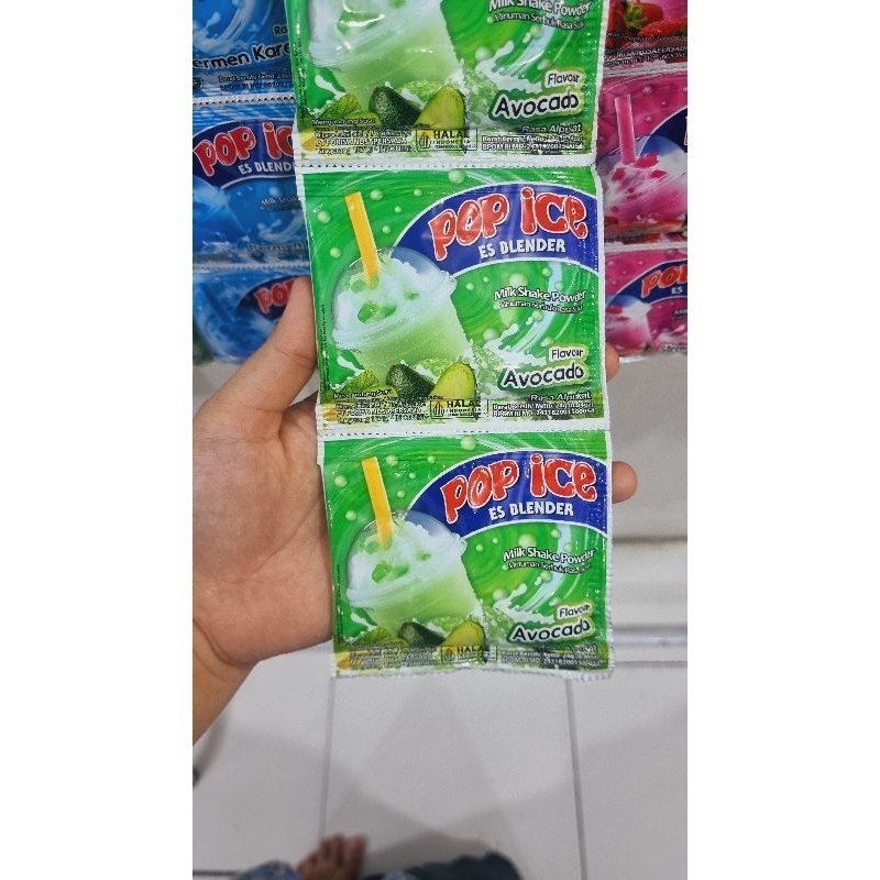 

Pop Ice Duren, Leci, Permen Karet, Coklat, Avocado, Mangga, Strawberry, Melon