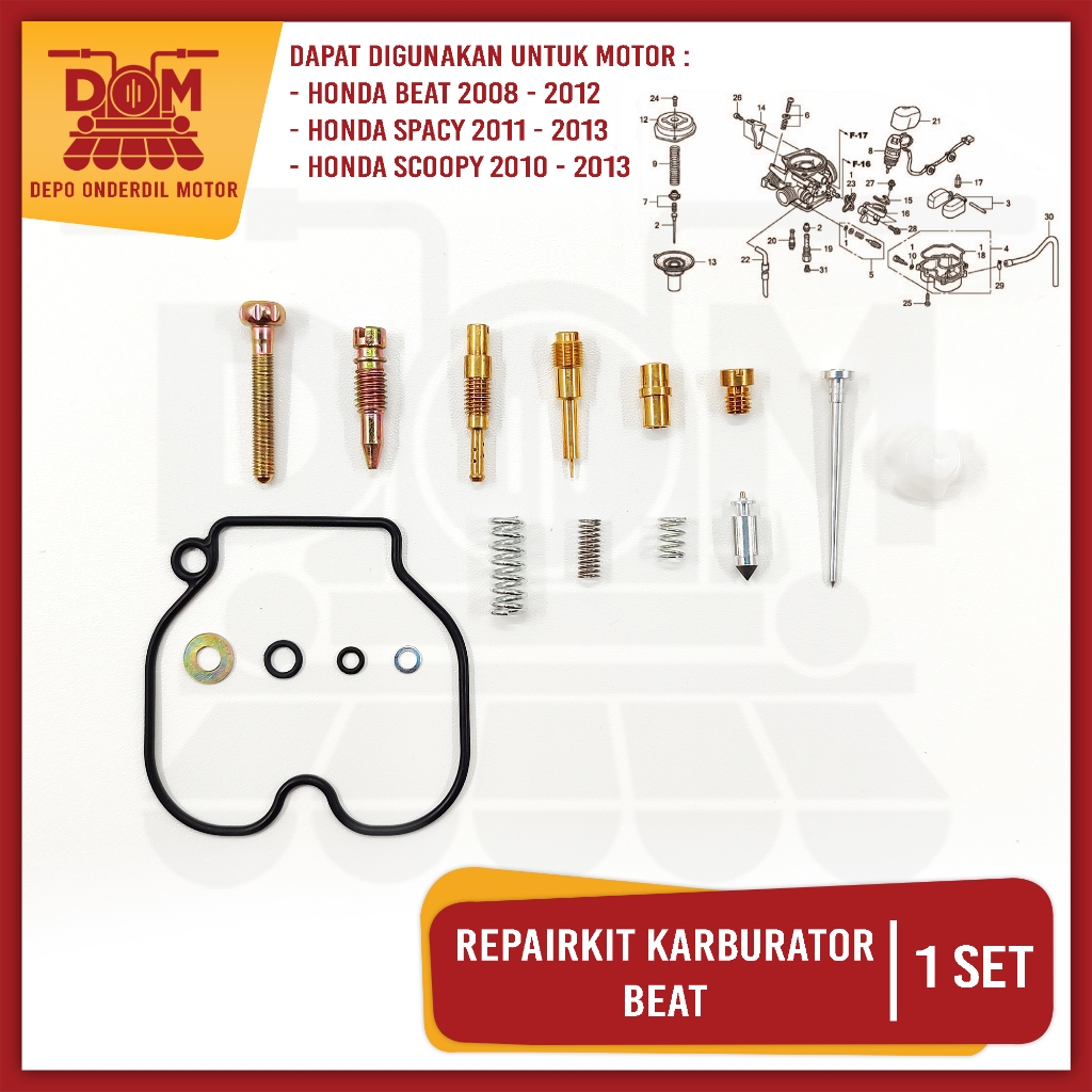 Repairkit Karburator Beat (TOKAIDO) Carburator Repair Kit Parkit Spuyer Karbu Assy Honda Beat 2008