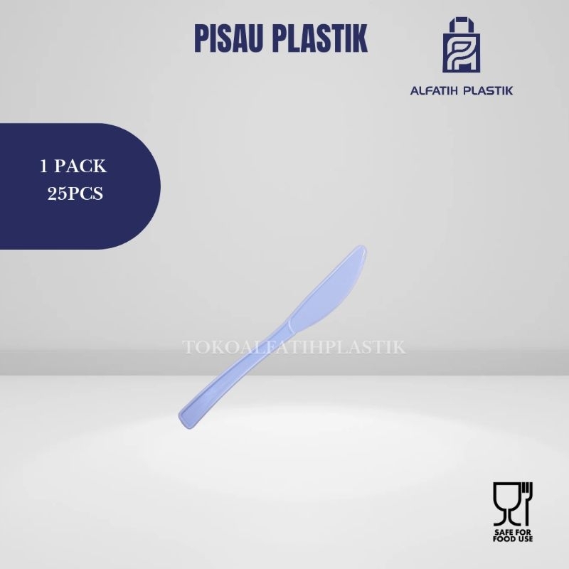pisau makan plastik putih / pisau kue brownies tart pisau stick film isi 25pcs