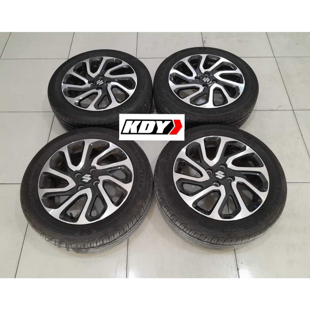 Pelek Mobil Bekas Original Oem BALENO R16 Lebar 6 Hole 4X100 G/P + Ban GY 195 55 R16 Untuk Jazz Yari