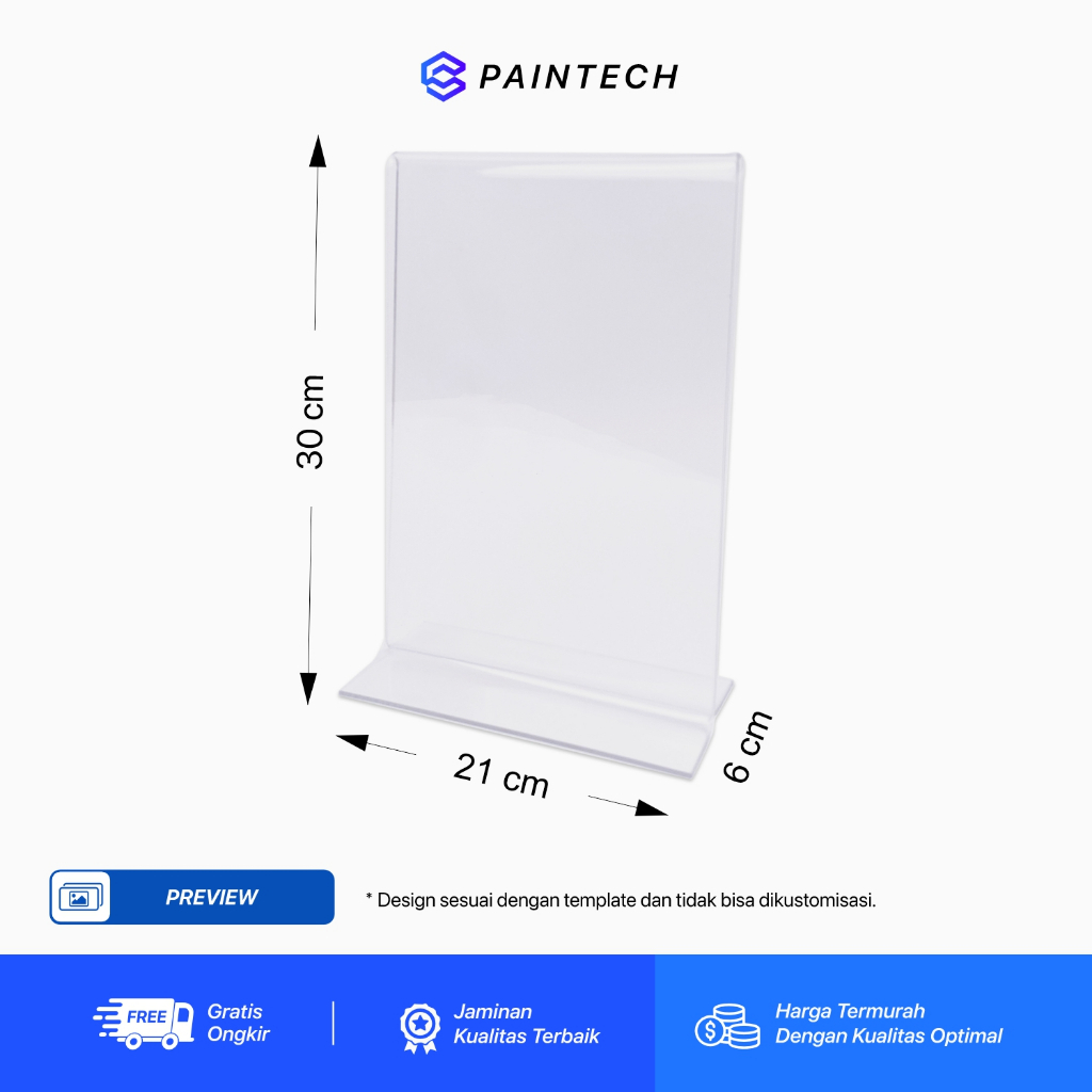 

rtc Tent Holder Akrilik T Tempat Brosur Bening Ukuran A4 Vertikal Display Acrylic