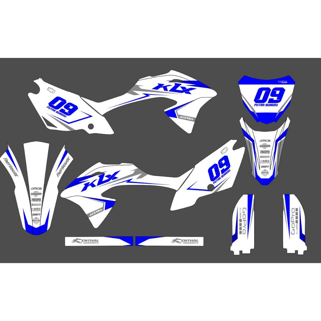 Decal KLX 150 BF full body WARNA putih biru