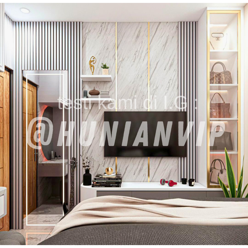 Kamar set minimalis / Backdrop tv gantung / Lemari Divan