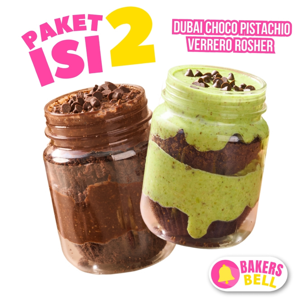 

(PAKETAN) Bundle isi 2 Brownies Jarcake Premium Bakersbell (Dubai Chocolate + Verrero Rosher)