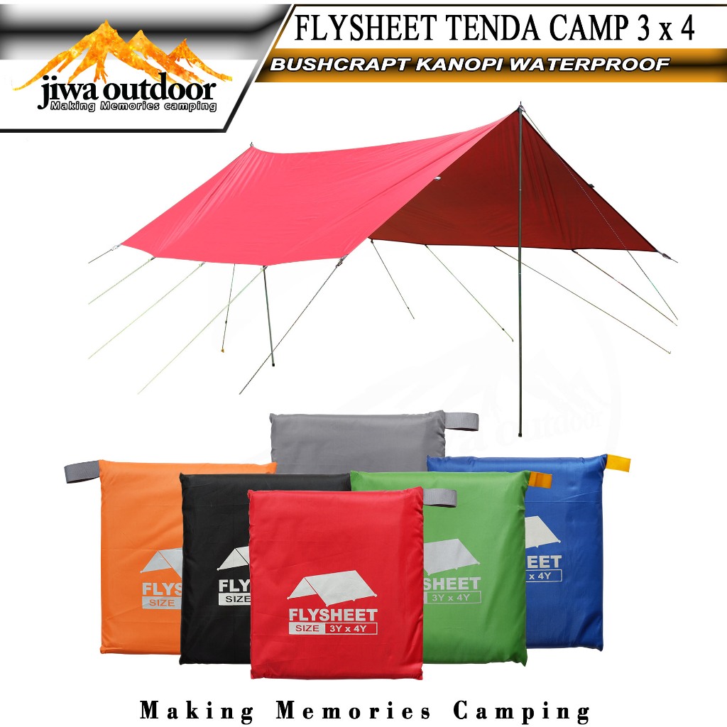Flysheet Tenda Camping Ukuran 3x4 Yard Waterproof 3000 mm Atap Pelindung Tenda Outdoor