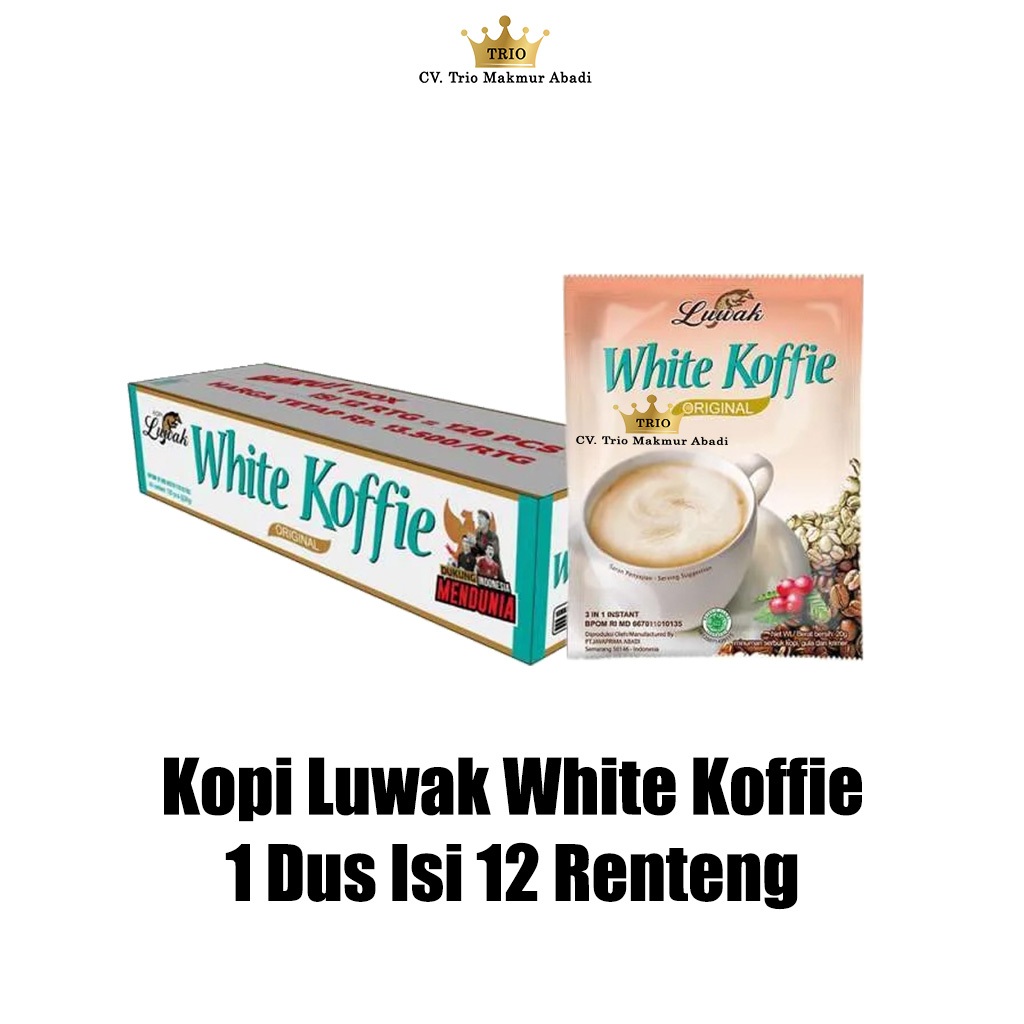 

Kopi Luwak White Coffe 20g 1 Dus Isi 12 Renteng