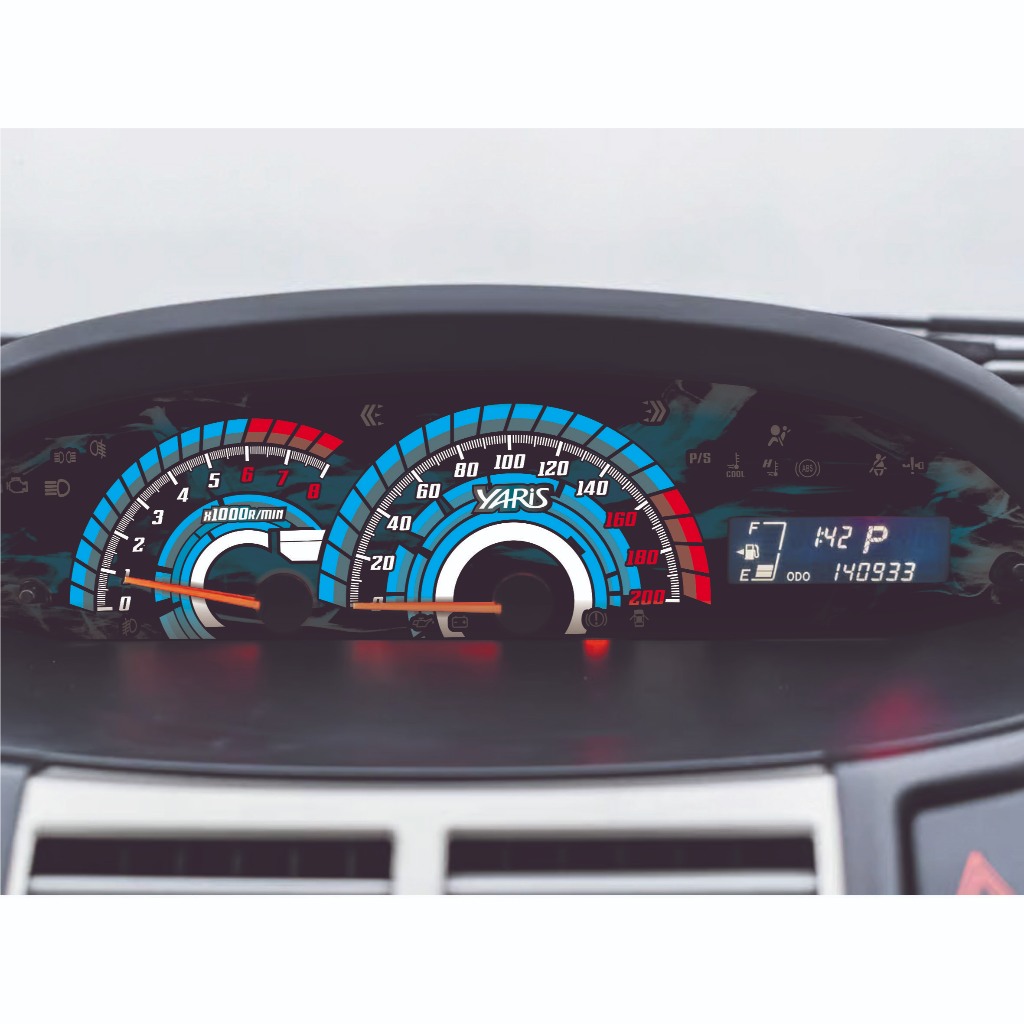 Custom Speedometer Mobil Yaris Bakpao Fire Blue Series