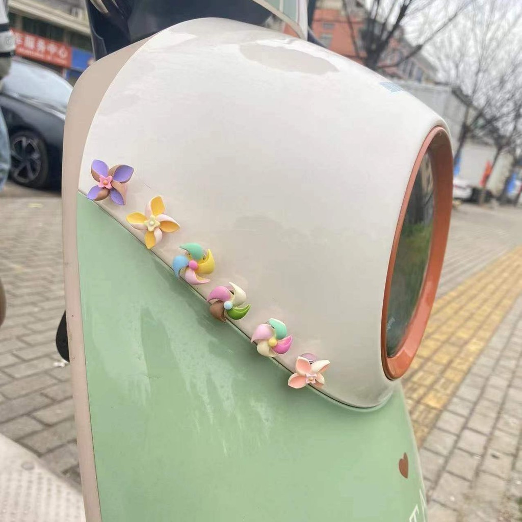 6pcs Kincir Angin Baru Sepeda Motor Listrik Kincir Angin Gyro Berputar Ornamen Dekorasi Kreatif Akse