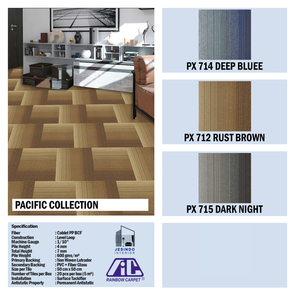 RAINBOW CARPET Karpet Tiles PACIFIC Collection | Karpet Kantor, Rumah, Masjid, Gereja, Sekolah
