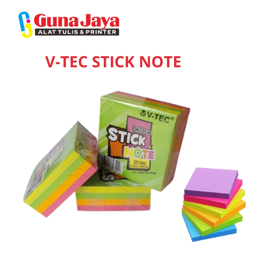 

V-TEC STICK NOTE SN320MC - Sticky Notes V-TEC untuk Catatan dan Pengingat dengan Warna Cerah