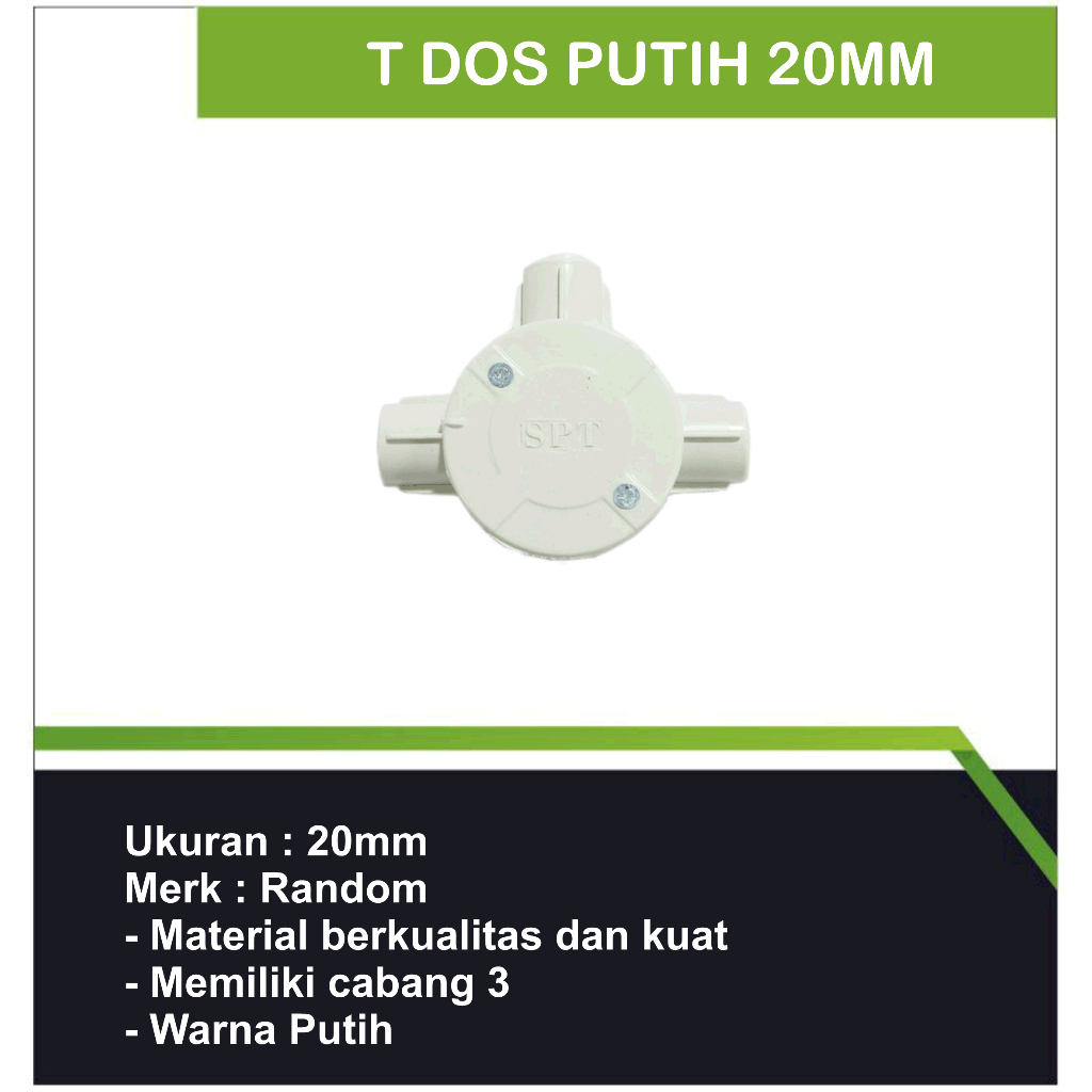 T Dos Putih 20MM /vinilon tee dos/T dos jalur listrik putih