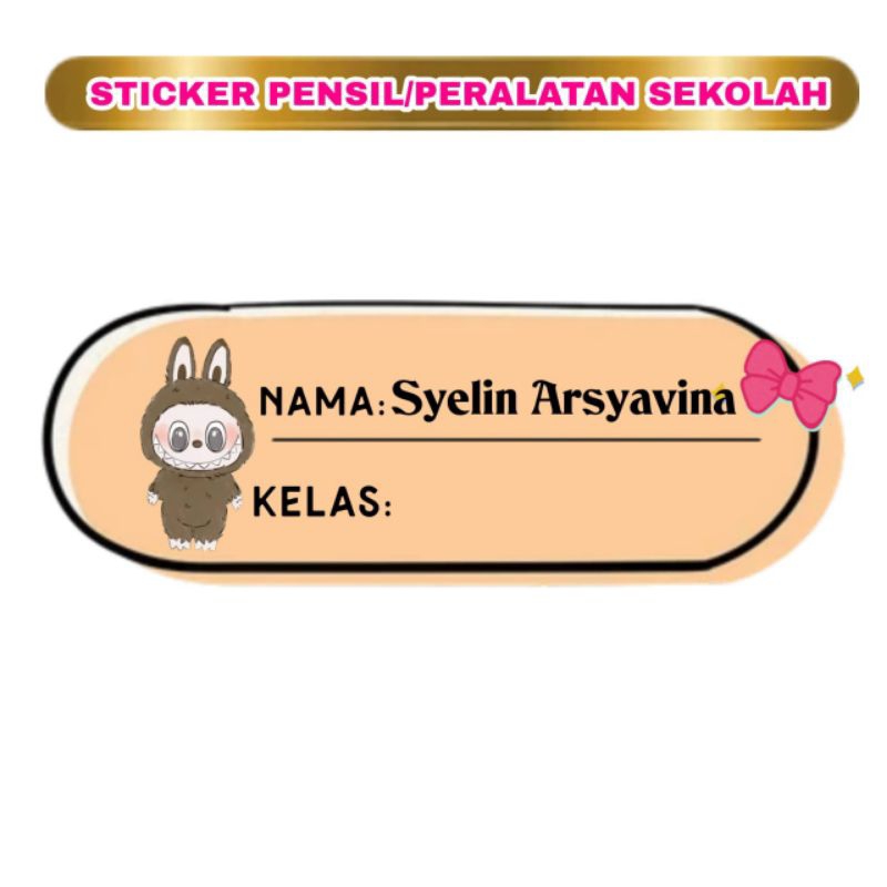 

(ISI 100 PCS) STICKER NAMA CUSTOM MOTIF LABUBU STICKER PENSIL STICKER PERALATAN SEKOLAH