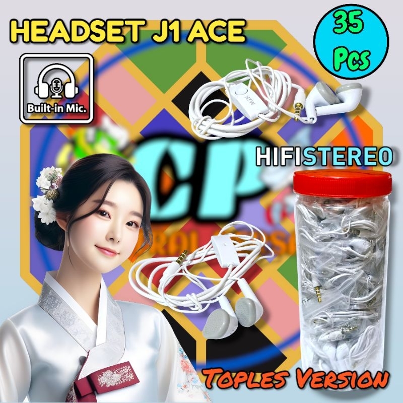 Headset Toples Earphone J1 Ace Toples Hifi Stereo with Mic 1 Toples 35pc