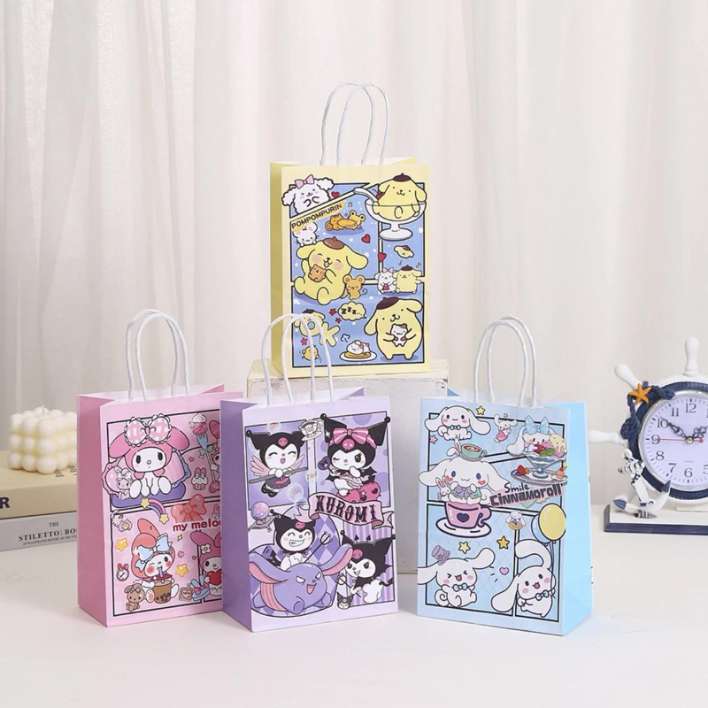 

PAPER BAG KADO ULANG TAHUN TAS SOUVENIR GOODIE BAG KERTAS KADO TAS KADO MOTIF CINNAMONROLL KUROMI MELODY