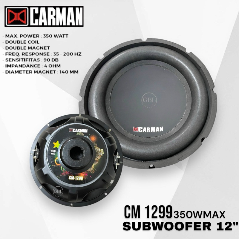 SUBWOOFER CARMAN CM-1299 DOUBLE MAGNET 2 COIL
