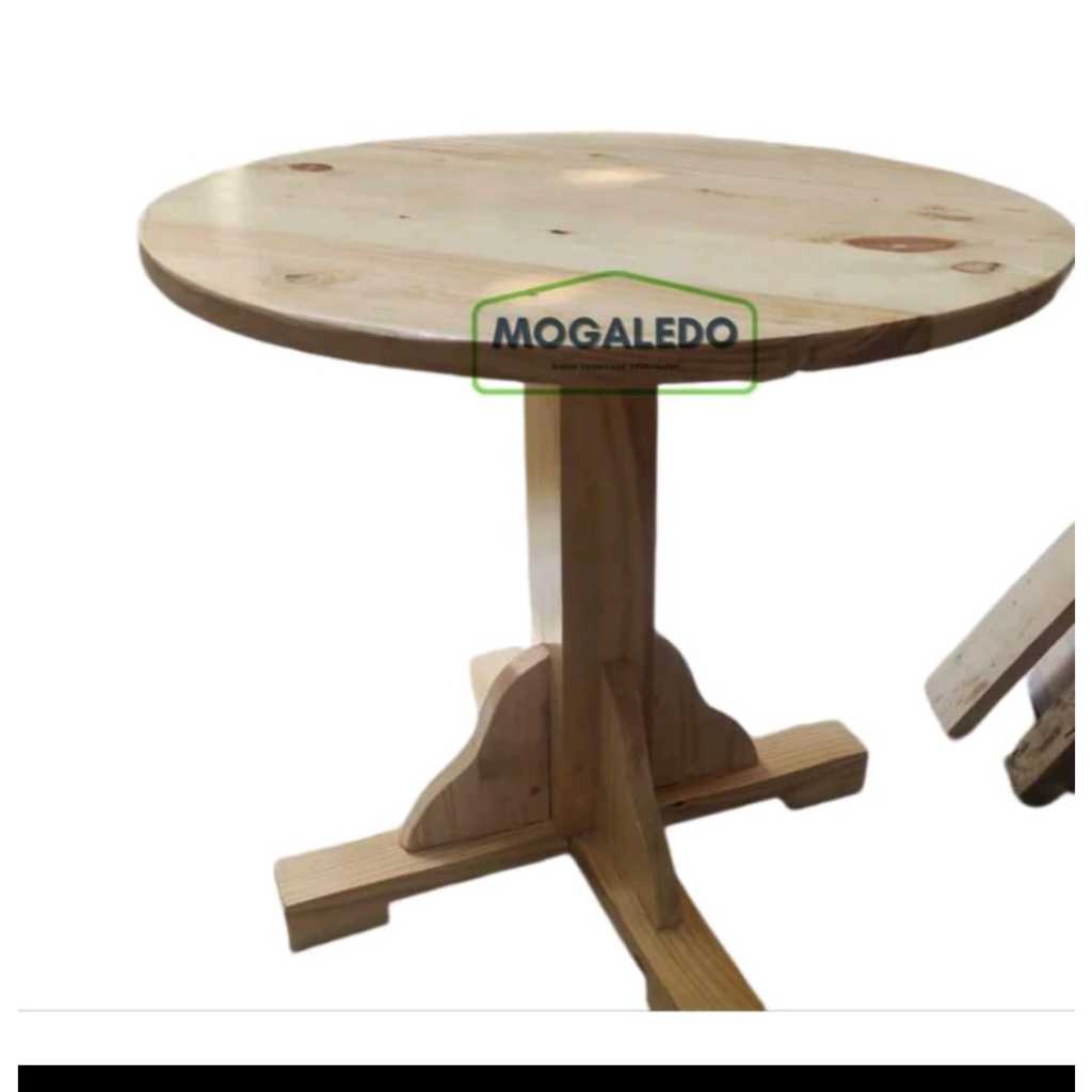 MEJA BUNDAR, MEJA BULAT BAHAN KAYU JATI BELANDA DIAMETER 100X100X35CM