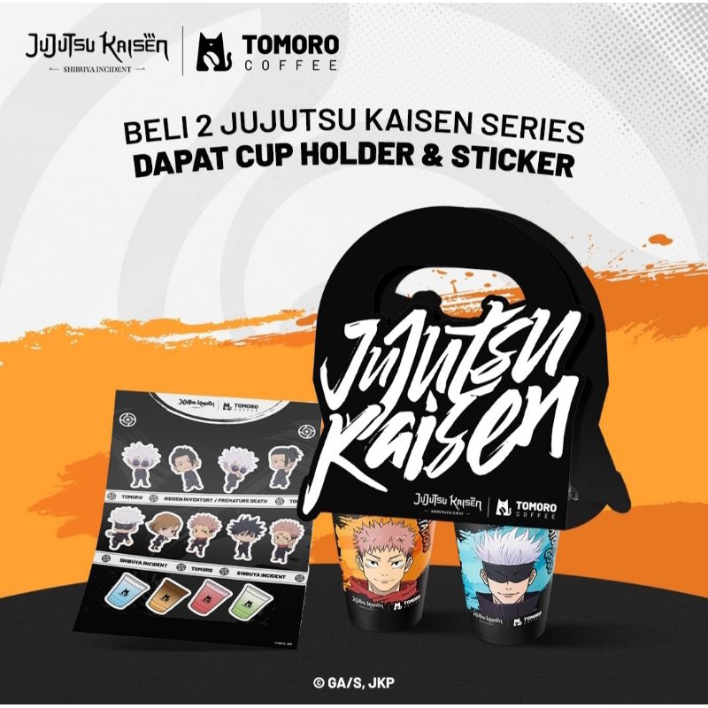 Tomoro Coffee X Jujutsu Kaisen Limited Edition Cup Holder & Sticker Official Merchandise Original Me