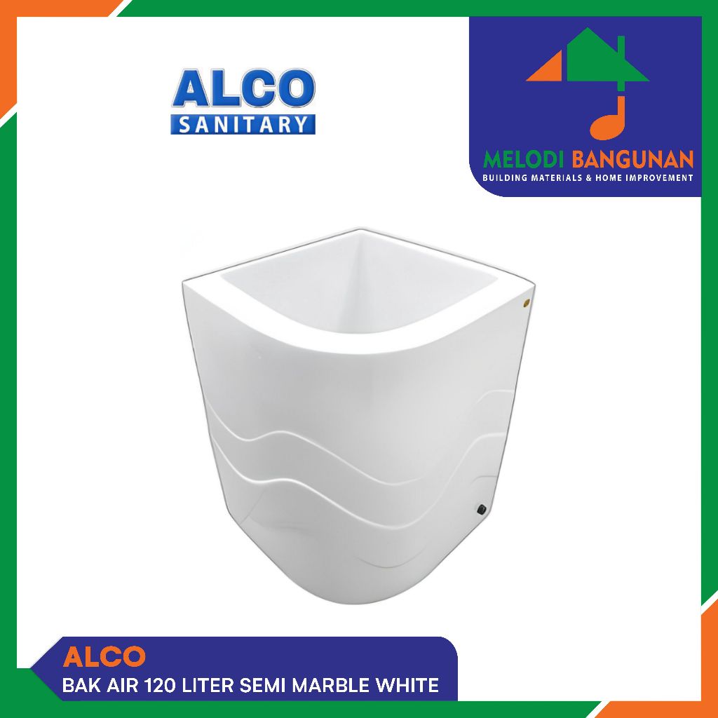 Alco - Bak Air Mandi Sudut Luxury Semi Marble 120 Liter 120 Ltr White