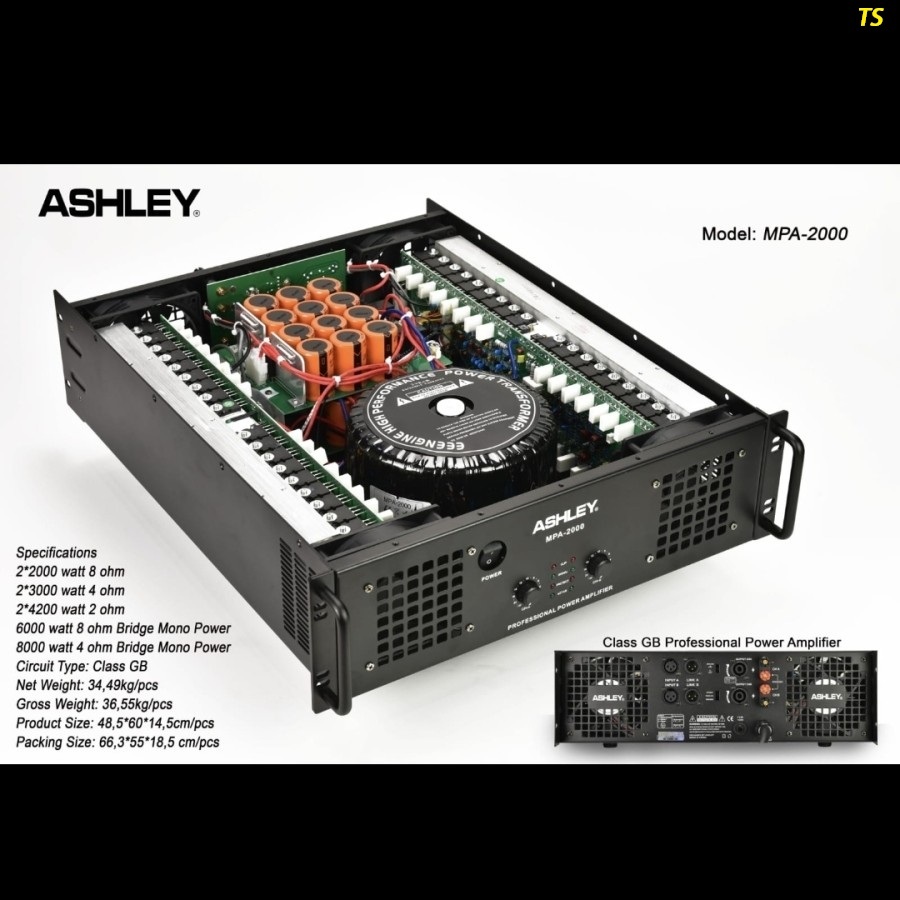POWER AMPLIFIER ASHLEY MPA2000 CLASS GB 2X2000 WATT MPA 2000 ORIGINAL GARANSI