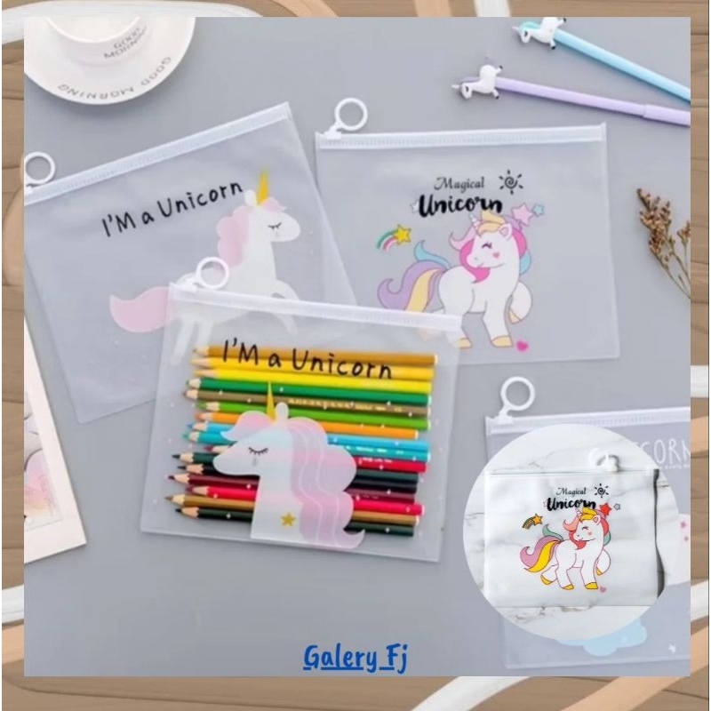 

TEMPAT PENSIL UNICORN/ZIPPER UNICORN/TEMPAT PENSIL TRANSPARAN