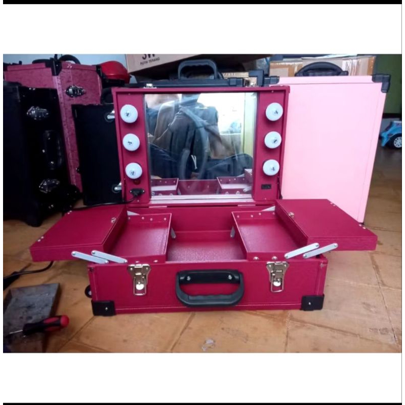 BEAUTYCASE MAKEUP / KOPER MAKEUP BESAR 53 CM 6 LAMPU